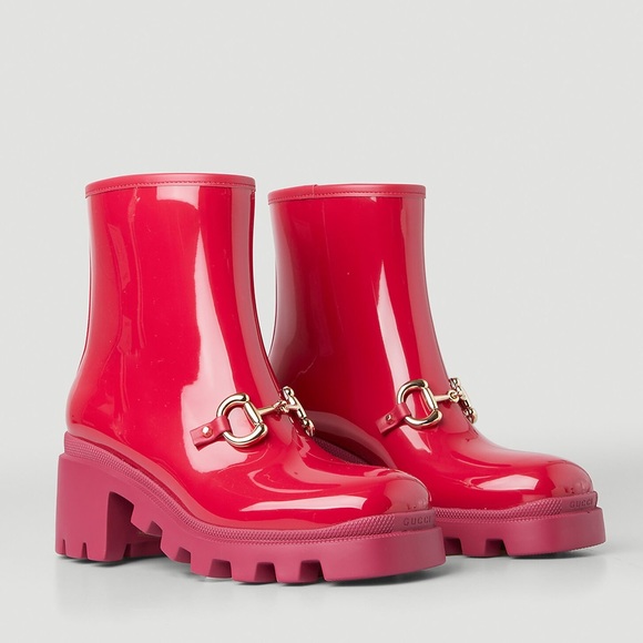 GUCCI Trip Horsebit Ankle Rain Boots in Red - Picture 9 of 14